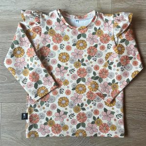 Longsleeve bloemen gebroken wit
