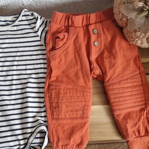 062 68 – Bess broekje Hema gestreepte romper (0126zutb)