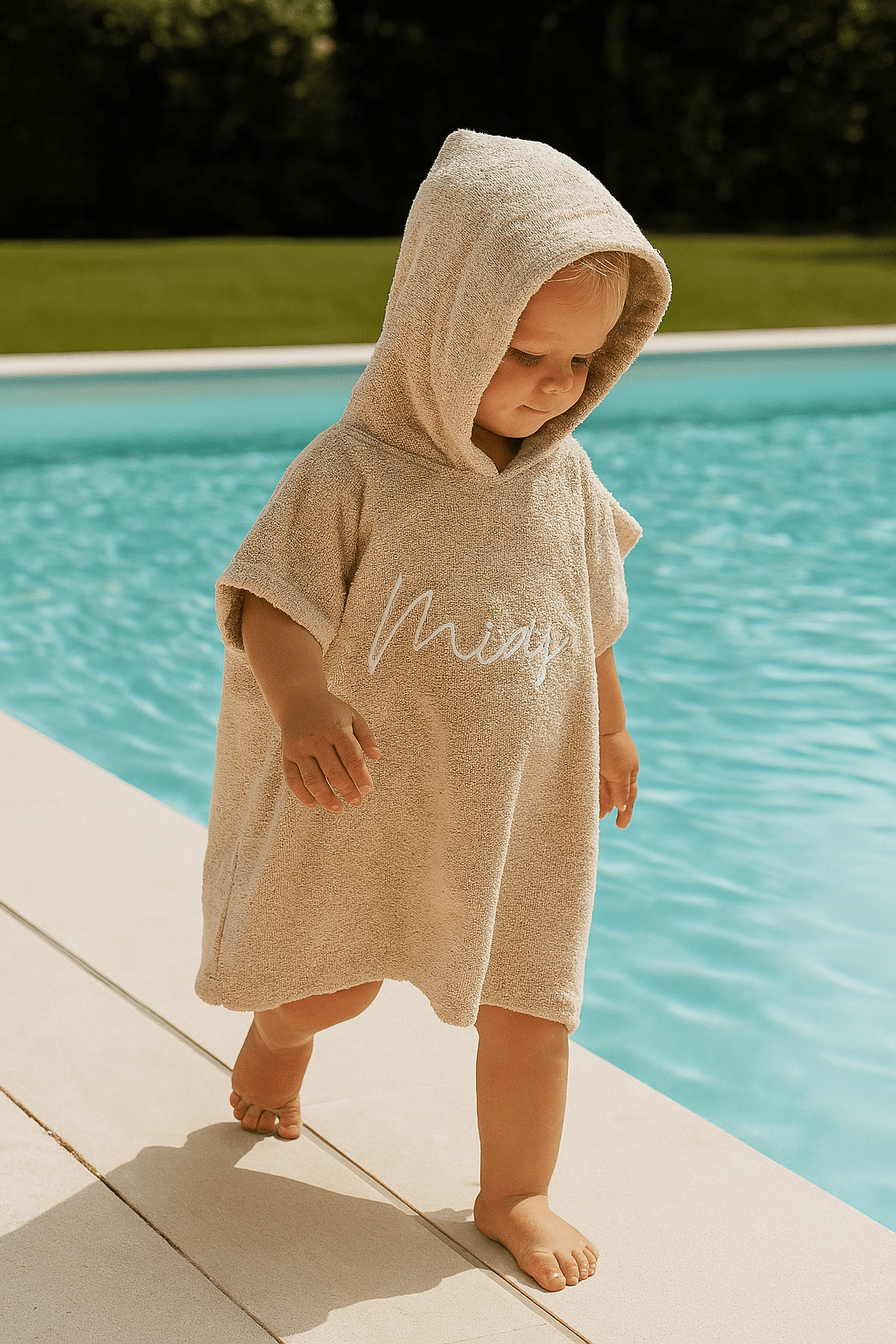 Bad poncho zand met naam - Afbeelding 4