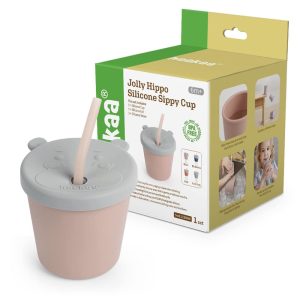 Siliconen Drinkbeker met Deksel en Rietje – Blush – Haakaa