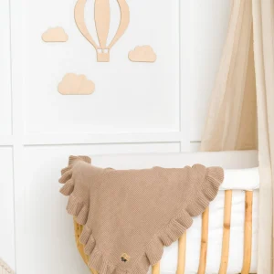 Knit ruffle deken Beige