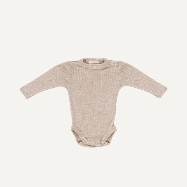 Kico label baby romper met lange mouw beige - Afbeelding 2