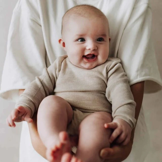Kico label baby romper met lange mouw beige - Afbeelding 4
