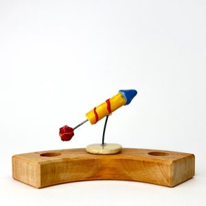 Vuurpijl geel met blauw steker