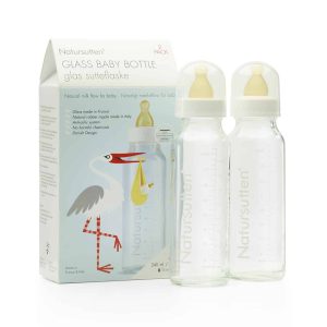 Glazen Babyflessen – 2 stuks à 240 ml – Natursutten