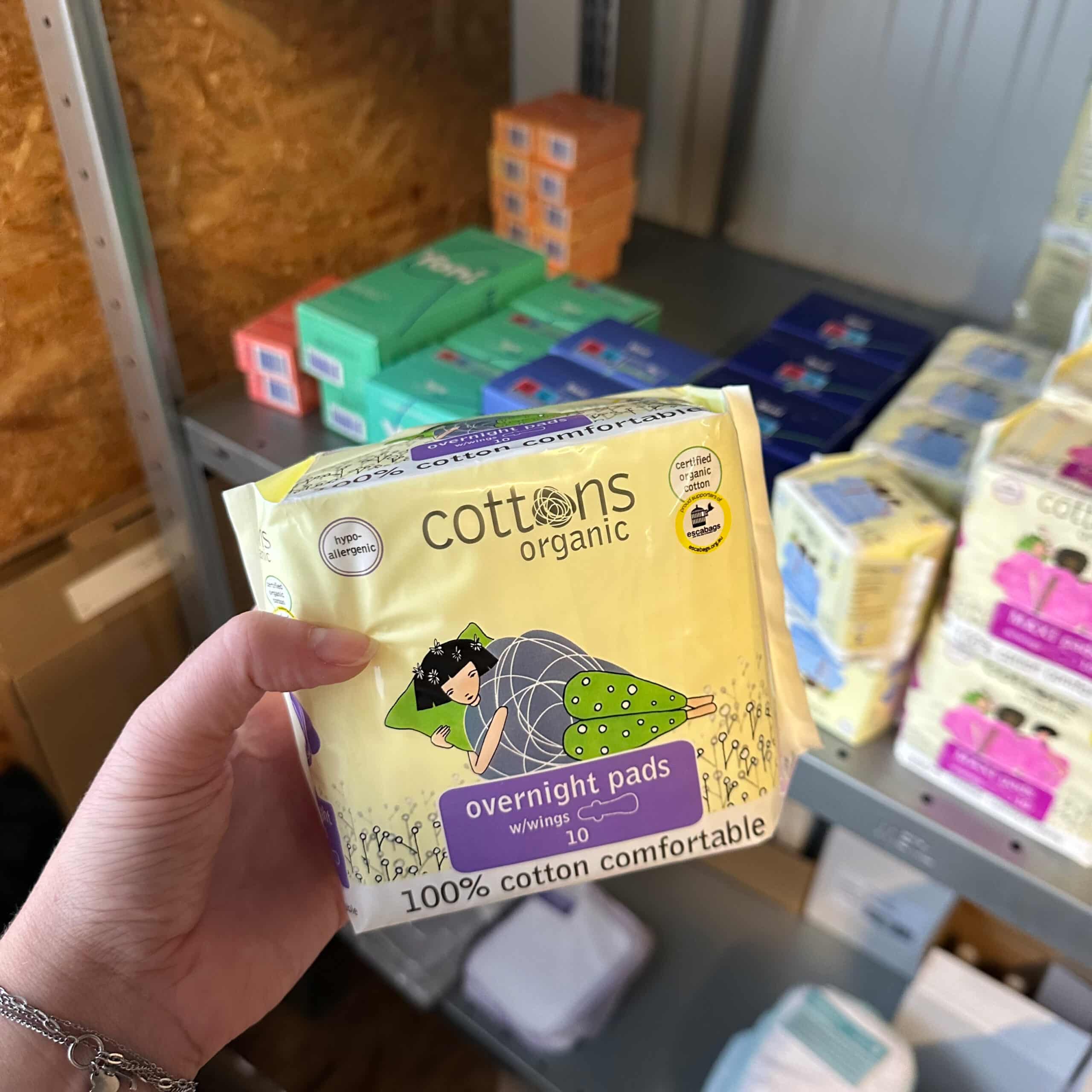 Biologisch Maandverband Voor De Nacht – 10 stuks – Cottons - Afbeelding 4