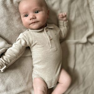 Klein Baby | Polo romper beige melange