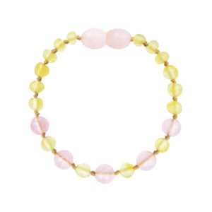 Barnsteen armband dames lemon, rose quartz