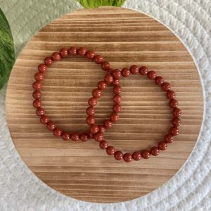 Rode Jaspis kogelarmband 6mm dames