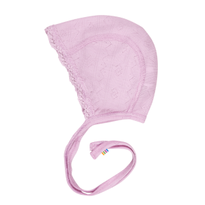 Strikmutsje wol/zijde met kant – Roze