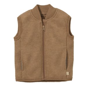 Bodywarmer kind gekookte wol – Karamel