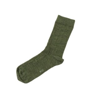 Wollen dunne Rib sokken – olijf