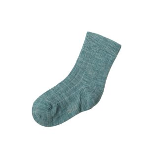 Wollen dunne Rib sokken – turkoois