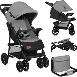 Lionelo Emma Plus – Buggy – Lichte en Duurzame Kinderwagen – 5-Punts Gordel – Rugleuningverstelling tot Ligpositie – Verlengd Luifel met Venster – Grote Mand – Praktische Tas en Organizer – Schokdempers – Geschikt voor Kinderen tot 15 kg