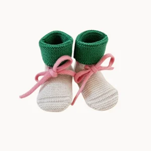 Hvid slofjes van merinowol cream + grass