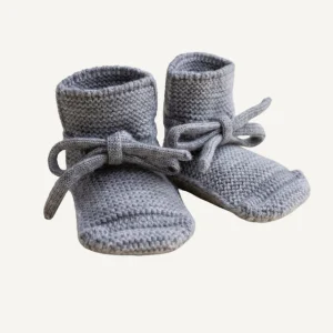 Hvid slofjes van merinowol grey melange