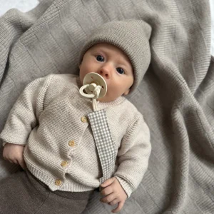 Speenkoord geruit beige met wit